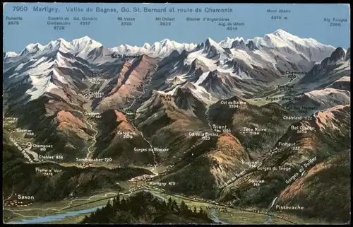 Martigny Vallée de Bagnes, Gd. St. Bernard et route de Chamonix 1910