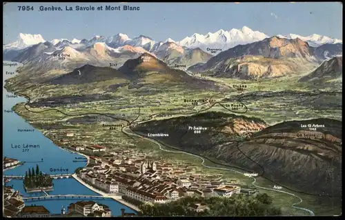 Ansichtskarte Genf Genève Genève La Savoie et Mont Blanc 1910