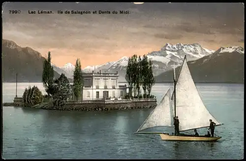 Ansichtskarte Genf Genève Lac Léman lle de Salagnon et Dents du Midi 1910