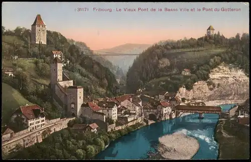 Freiburg im Üechtland Fribourg Fribourg Le Vieux Pont de la Basse Ville  1910