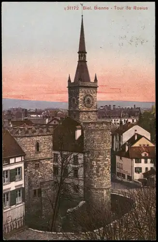 Ansichtskarte Biel Bienne Stadt-Teilansicht, Tour de Rosius 1917