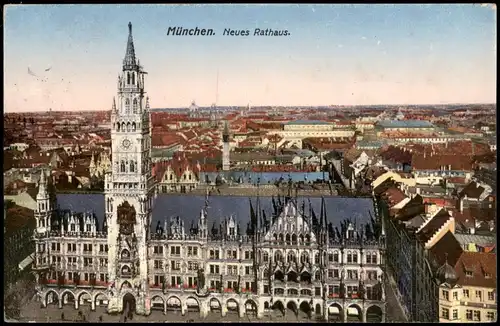 Ansichtskarte München Stadt Panorama Neues Rathaus 1932
