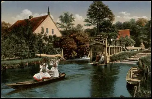 Neu Zauche Nowa Niwa Forsthaus Kannomühle, Kahnpartie Trachten 1913