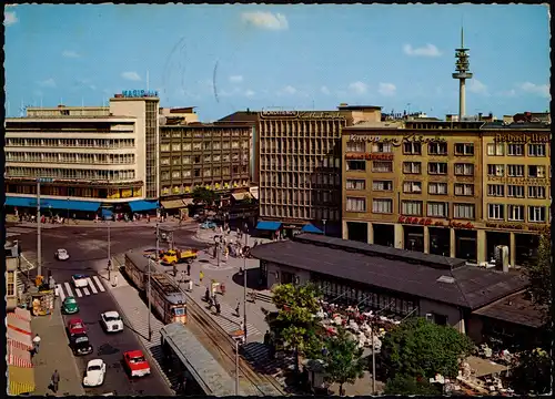 Ansichtskarte Hannover Partie Am Kröpcke, Tram, Autos u.a. VW Käfer 1972
