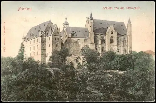 Ansichtskarte Marburg an der Lahn Schloss von der Sternwarte 1908