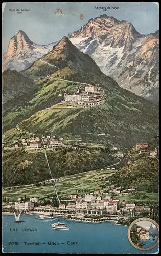 Ansichtskarte Genf Genève LAC LEMAN Territet - Glion - Caux 1924