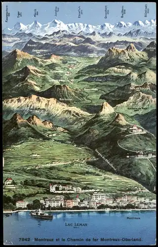 Ansichtskarte Montreux (Muchtern) Montreux et le Chemin de fer Oberland 1910