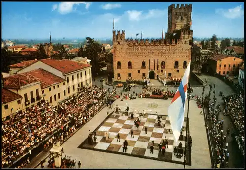 Cartoline Marostica Motivkarte Schach (Chess) Groß-Schachspiel 1980