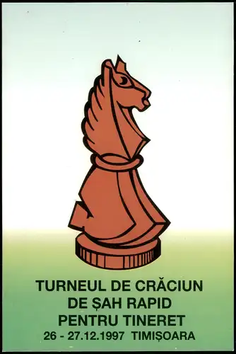 Ansichtskarte  TURNEUL DE CRĂCIUN, Schach-Motivkarte, Pferd Spielfigur 1997