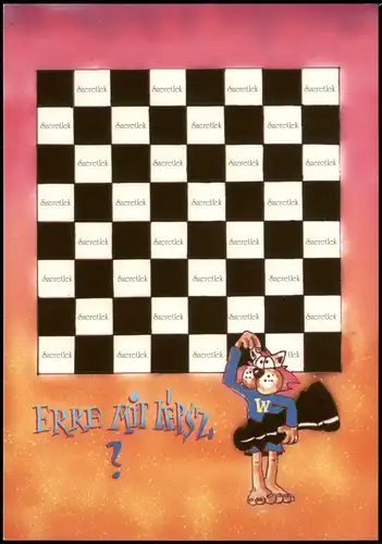Schachbrett-Muster Motivkarte aus Ungarn Thema Schach (Chess) 1990