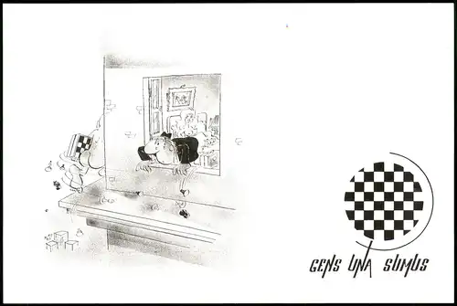 Jovan Prokopijević Karikatur Motivkarte Thema Schach (Chess) 1990