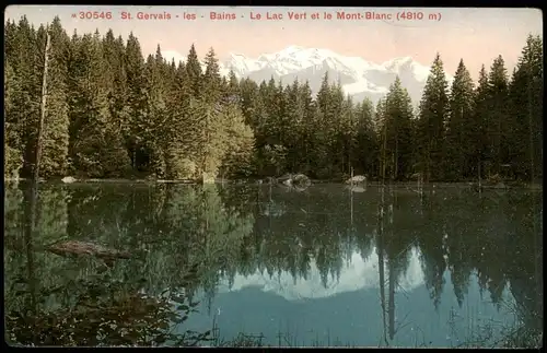CPA Saint-Gervais-les-Bains Bains Le Lac Vert et le Mont-Blanc 1910