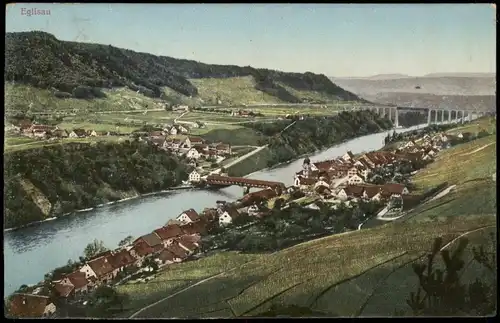 Ansichtskarte Eglisau Panorama mit Brücken 1914