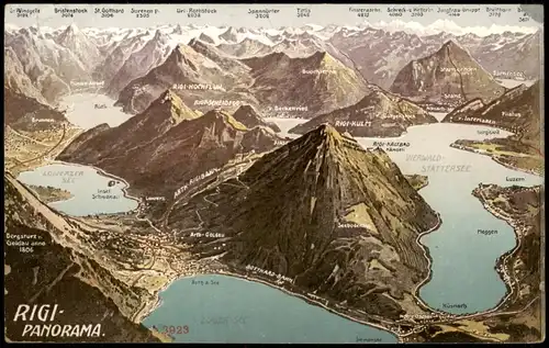 Ansichtskarte .Schweiz Schweizer Bergwelt "Rigi-Panorama" 1908