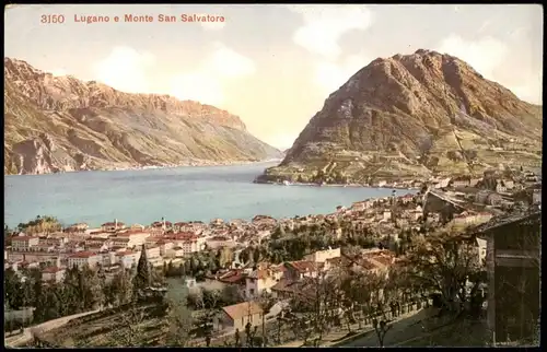 Ansichtskarte Lugano Ortspanorama mit Monte San Salvatora 1910