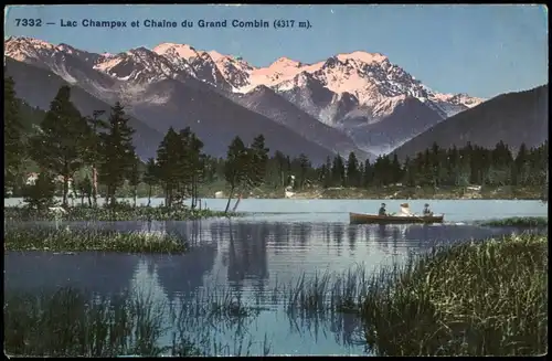Ansichtskarte .Schweiz Lac Champex et Chaine du Grand Combin (4317 m). 1910
