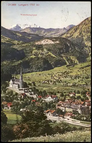Ansichtskarte Lungern Panorama-Ansicht, Blick zur Wetterhorn-Gruppe 1927/1920