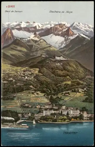 Ansichtskarte .Schweiz TERRITET Dent de Jaman Rochers de Naye 1910
