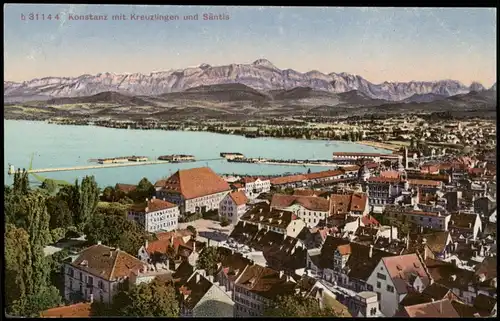 Ansichtskarte Konstanz Ortspanorama mit Kreuzlingen und Säntis 1910