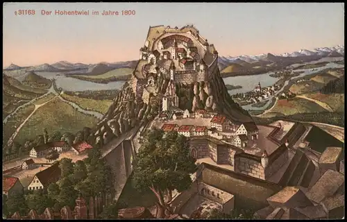 Singen (Hohentwiel) Burgruine Festung Hohentwiel, Künstlerkarte 1910
