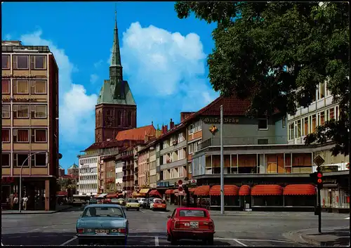 Ansichtskarte Hildesheim Schuhstraße und Blick zur St. Andreaskirche 1975