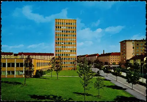 Ansichtskarte Hof (Saale) Strassen Partie am Justizgebäude 1970