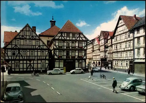 Ansichtskarte Eschwege Rathaus Parkplatz mit Autos u.a. VW Käfer 1970