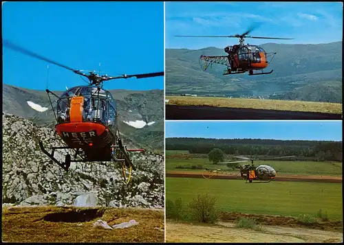 Mehrbild-AK Hubschrauber Verbindungshubschrauber Aérospatiale Alouette 11 1970