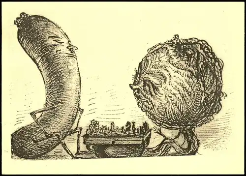 Schach-Motiv-/Korrespondenzkarte (Chess) "Gemüse als Schachspieler" 2012