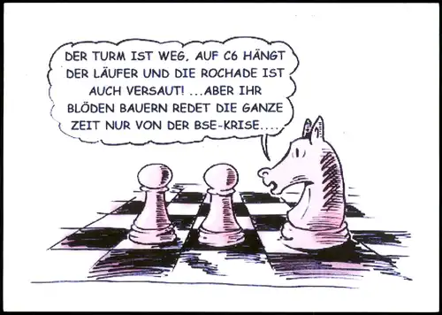 Schach-Motiv-/Korrespondenzkarte (Chess) Illustration Turm & Pferd 2012