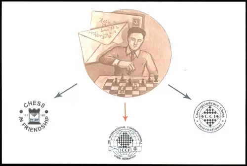 Ansichtskarte  Schach-Motiv-/Korrespondenzkarte (Chess) aus Ungarn 1990