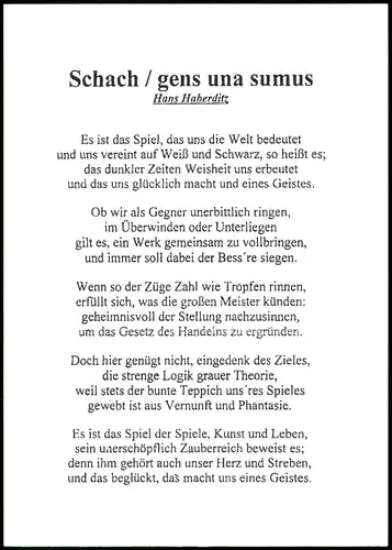 Ansichtskarte  Motivkarte Chess Schach / gens una sumus Hans Haberditz 2011