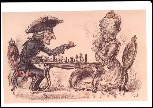 Schach-Motiv-/Korrespondenzkarte (Chess) Schachspieler aus  früherer Zeit 2012