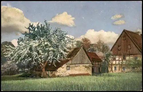 Ansichtskarte  Stimmungsbild: Frühling am Gehöft, Photochromie 1916