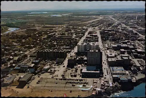 Postcard Fairbanks Aerial View Luftaufnahme; Stadt in Alaska 1978/1976