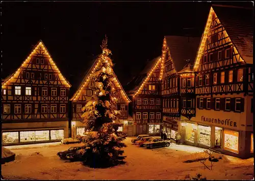 Ansichtskarte Herrenberg Marktplatz mit Festbeleuchtung 1990