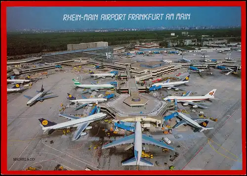 Frankfurt am Main Flughafen Airport Rhein-Main   Vogelschau-Perspektive 1989