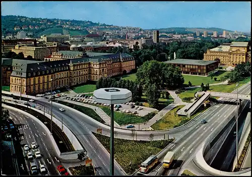 Ansichtskarte Stuttgart Charlottenplatz aus der Vogelschau-Perspektive 1970