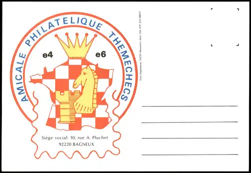 Ansichtskarte  Schach (Chess) Motivkarte (aus Bagneux) 1994