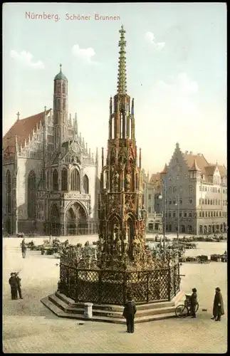 Ansichtskarte Nürnberg Schöner-Brunnen Stadt Teilansicht 1910