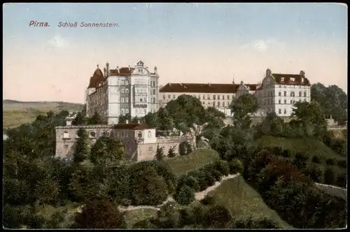 Ansichtskarte Pirna Schloss Sonnenstein (Castle View) 1910