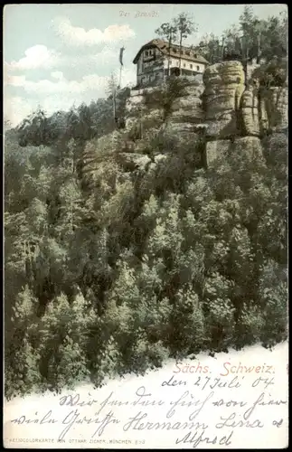 Brand Sächsische Schweiz Partie am Brandt Heliocolorkarte 1904