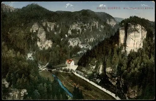 .Sachsen Sächsische Schweiz Partie a.d. Waltersdorfer Mühle 1910