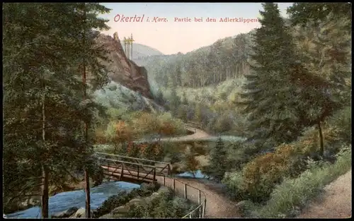 Ansichtskarte Oker-Goslar Okertal im Harz Partie bei den Adlerklippen 1910