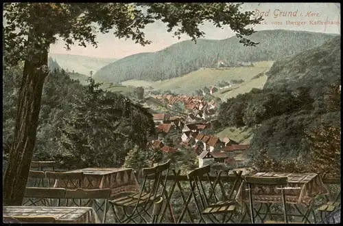 Bad Grund (Harz) Panorama-Ansicht Blick v. Iberger Kaffeehaus 1910