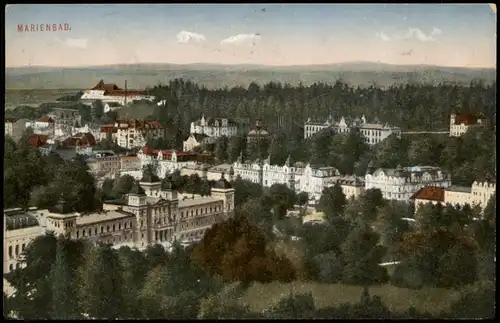 Postcard Marienbad Mariánské Lázně Panorama-Ansicht 1922