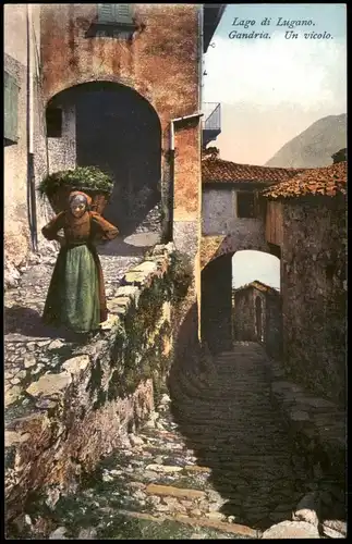 Ansichtskarte Gandria-Lugano Lago di Lugano Gandria Un vicolo 1910