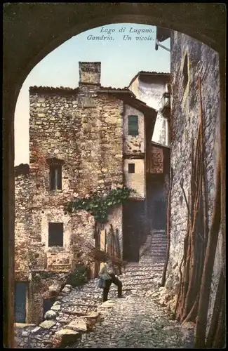 Ansichtskarte Gandria-Lugano Lago di Lugano, Gandria, Un vicolo 1910