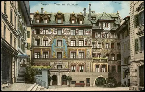 Ansichtskarte Luzern Lucerna Hôtel des Balances 1912