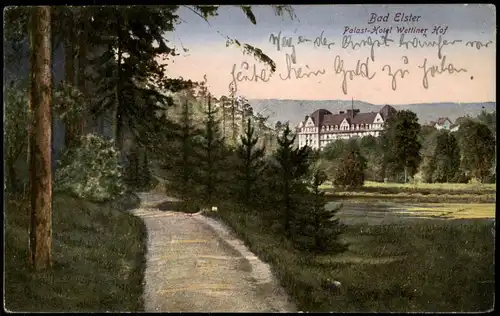 Ansichtskarte Bad Elster Partie am Palast-Hotel Wettiner Hof 1910